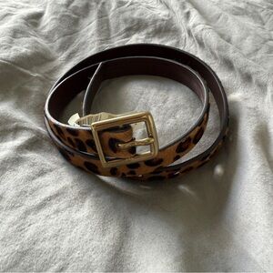 EUC TARGET Leopard Pony Hair Belt S Leather Brown Gold Hardware